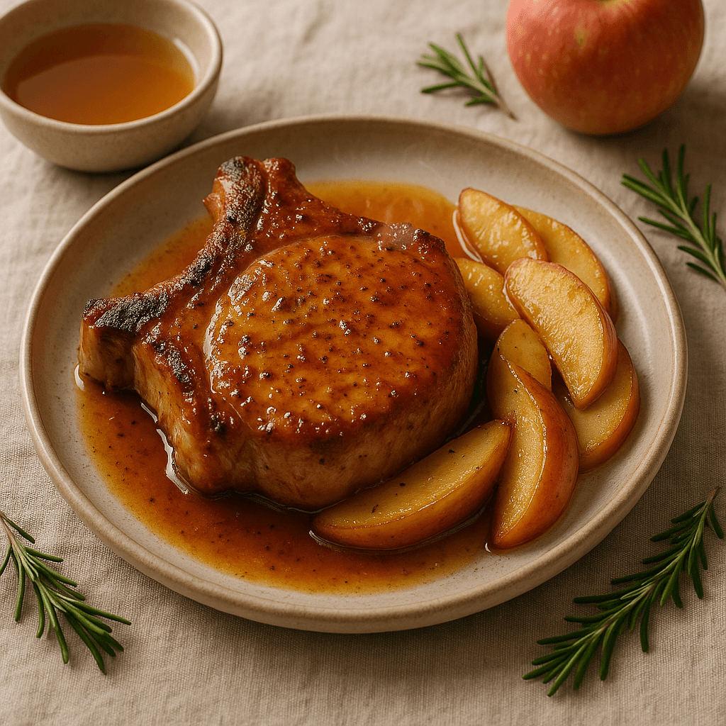 Broiled Pork Chops with Spiced Apple-Cider Glaze — Family Meals recipe cover