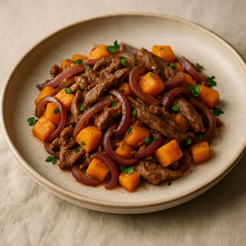 Lebanese-Spiced Lamb Stir-Fry with Autumn Vegetables — Seasonal recipe cover