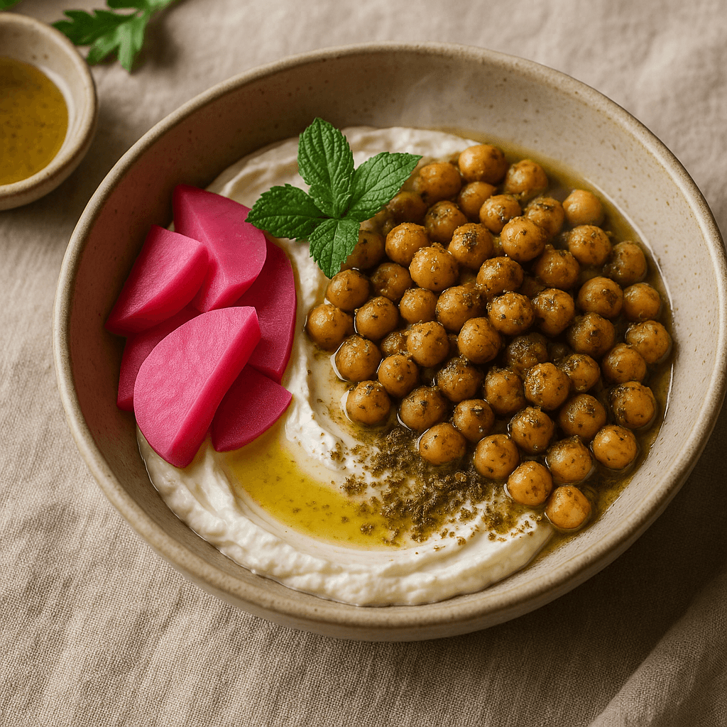 Levantine Labneh Bowl with Pickled Turnips and Za'atar Chickpeas — Vegetarian recipe cover