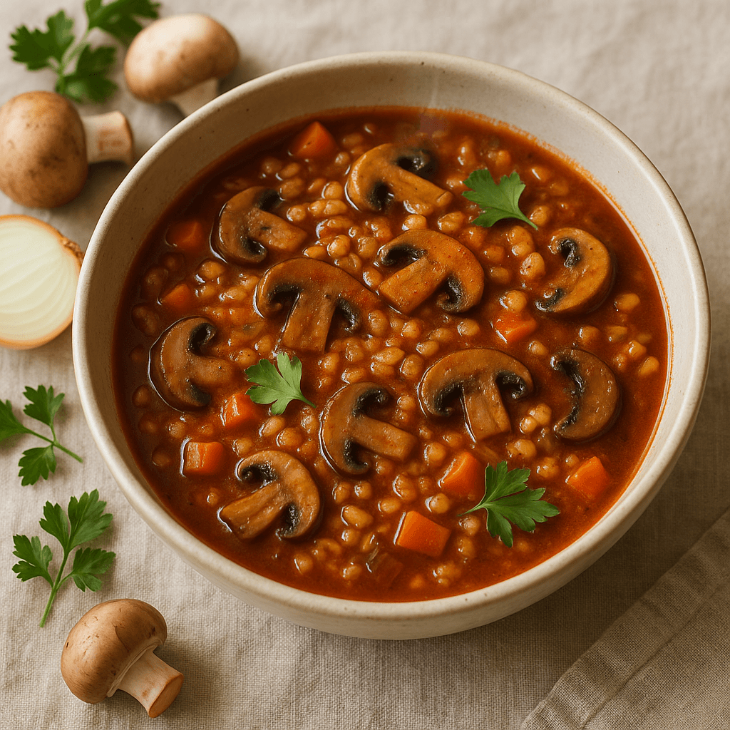 Mushroom and Barley Stew with Smoked Paprika — Vegan recipe cover