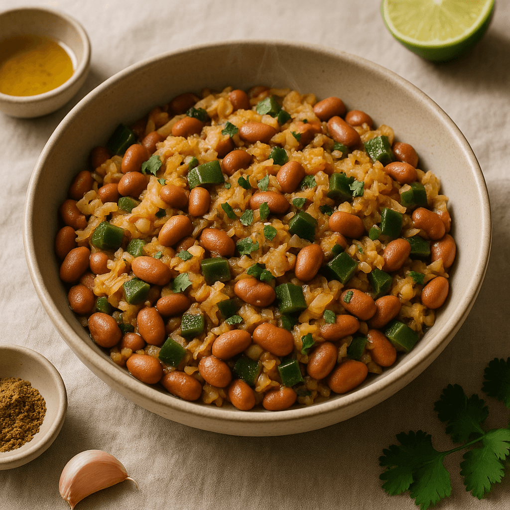 One-Pan Mexican Pinto Bean and Sauerkraut Skillet — Vegetarian recipe cover