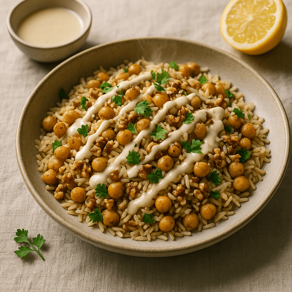 Roasted Chickpea and Walnut Pilaf with Tahini-Lemon Drizzle — Vegetarian recipe cover