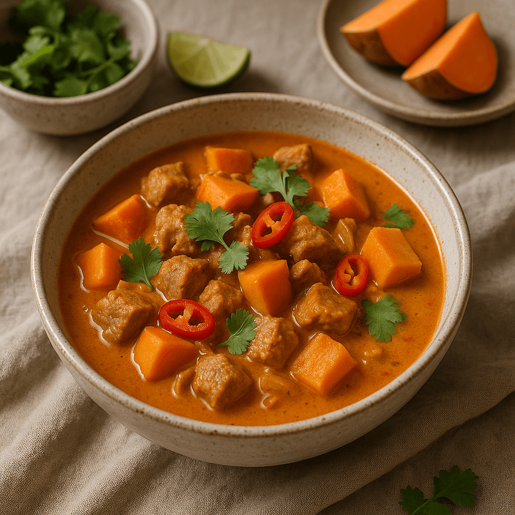 Rustic Thai Coconut Curry with Sweet Potato and Pork — Quick Meals recipe cover