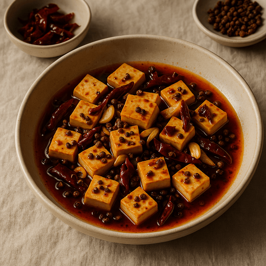 Sichuan-Style Confit Tofu with Sweet-Savory Chili Oil — Vegan recipe cover