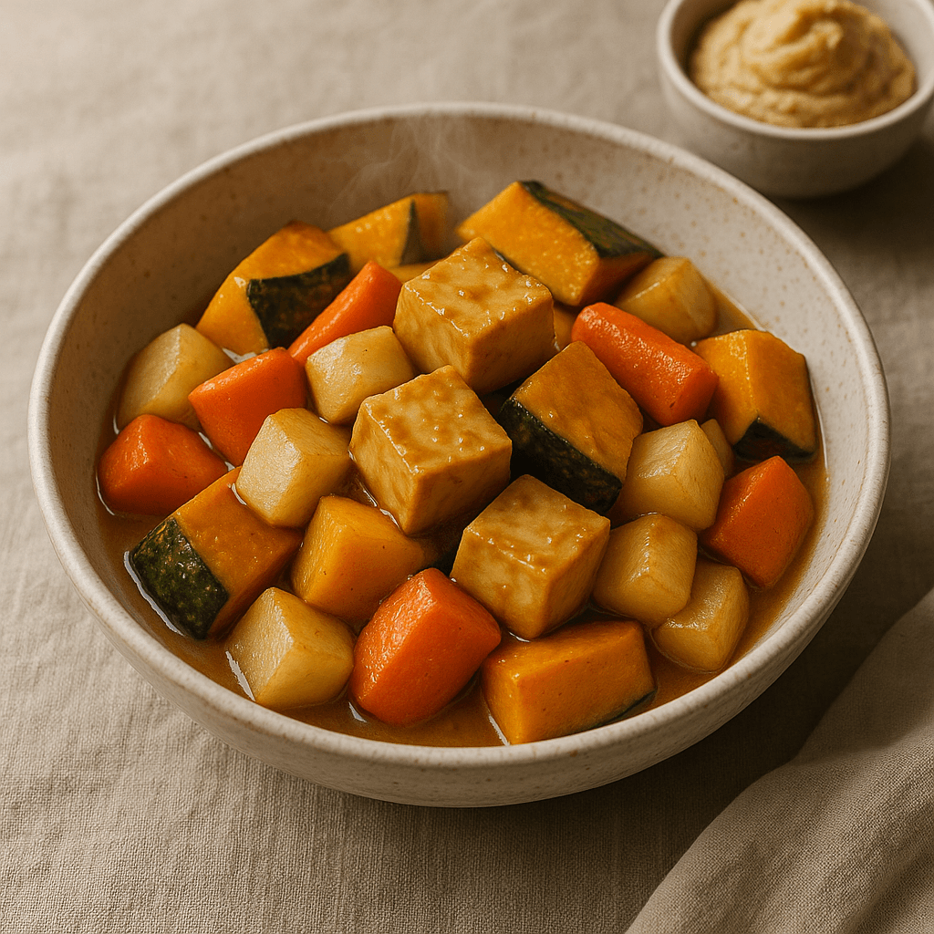 Slow-Simmered Japanese Miso Tofu with Roasted Root Vegetables — Vegan recipe cover