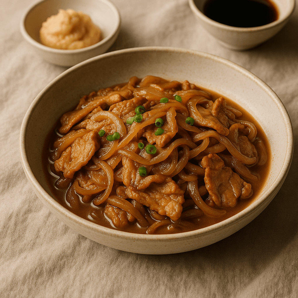 Sweet-Savory Japanese Miso Pork Skillet with Caramelized Onions — Budget recipe cover