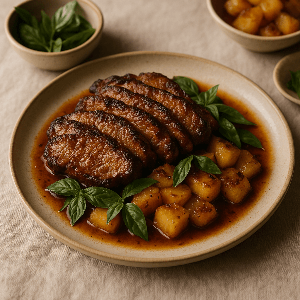 Thai Basil Marinated Pork Shoulder with Caramelized Pineapple — Lunch recipe cover