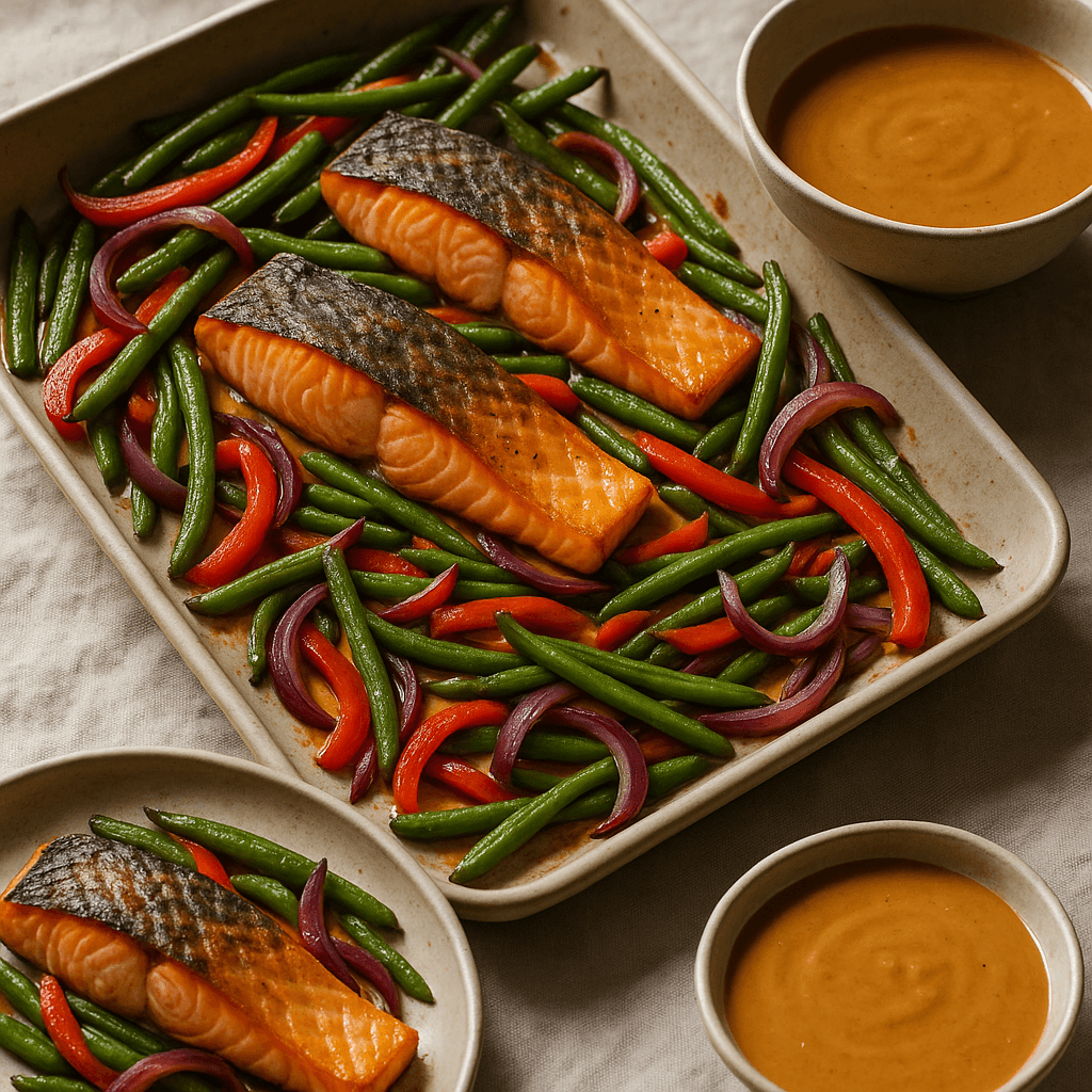 Thai Grilled Salmon Sheet-Pan with Peanut Butter Sauce — Lunch recipe cover